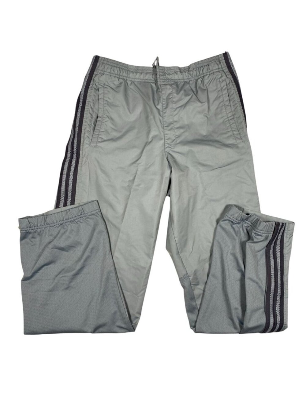 Adidas Mens Gray Track Pants Stripes M Vintage Lightweight Athletic Wear Polyest